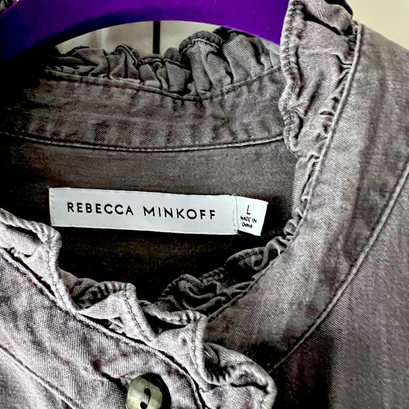 Rebecca Minkoff grey denim ruffle blouse - Picture 2 of 3